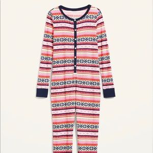 Old Navy Patterned Waffle-Knit One-Piece Pajamas